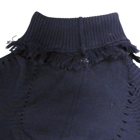 HIGH Womens S Navy Blue Wool Turtleneck Short Sweater Long Sleeve Lightweight - Picture 7 of 16